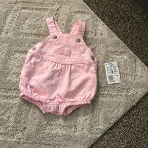 VINTAGE BABY BGOSH | PINK BABY BUBBLE OVERALLS